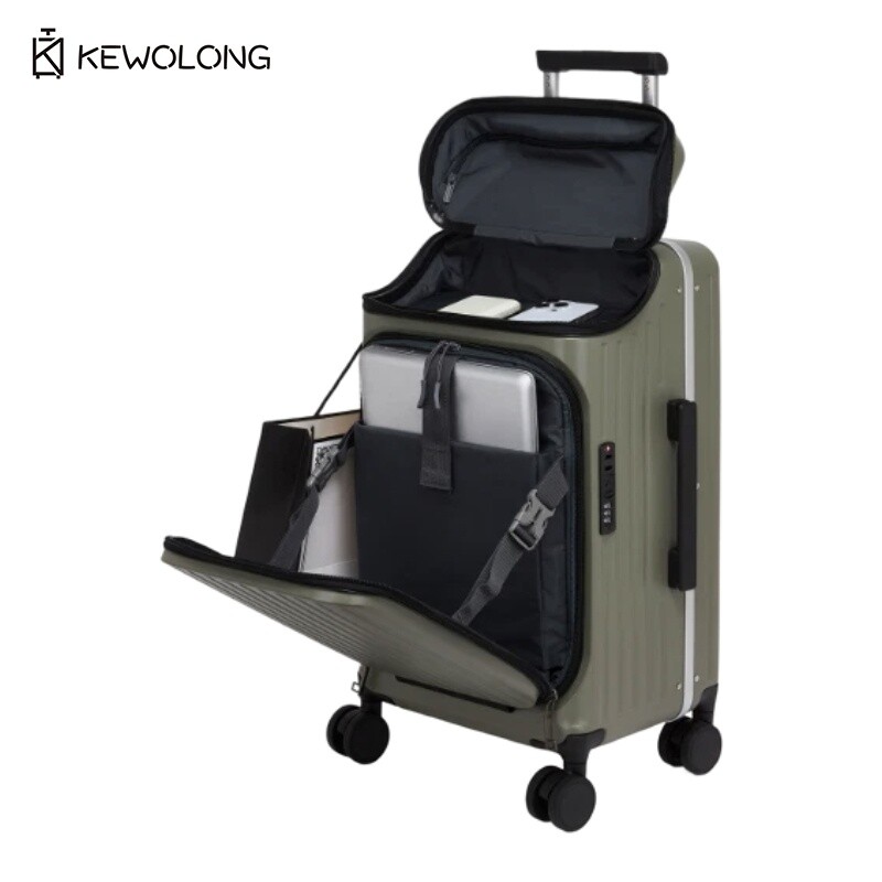 Spinner Wheel Rolling Suitcase 20 Inch - กระเป๋าเดินทางแบบเปิดด้านหน้าขนาด 20 นิ้ว ผลิตในญี่ปุ่น พร้อมกุญแจรหัสล็อค ล้อลากแบบหมุนได้รอบทิศทาง