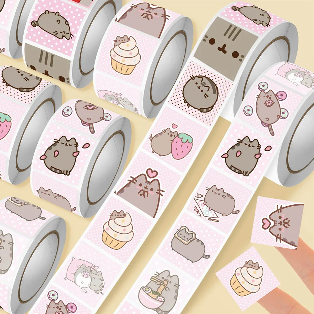 Handbags - ฮู 500 ชิ้น สติกเกอร์ม้วนลายการ์ตูนแมวพูชีน กันน้ำ สำหรับกราฟฟิตี้